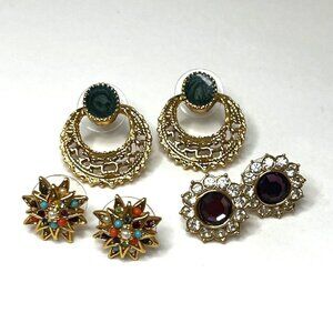 Gold Tone Post Fashion Earrings Set of 3 NWOT